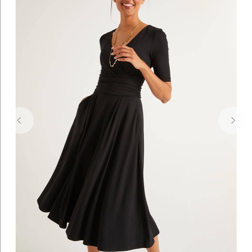 Boden Black Midi Dress with pockets EUC